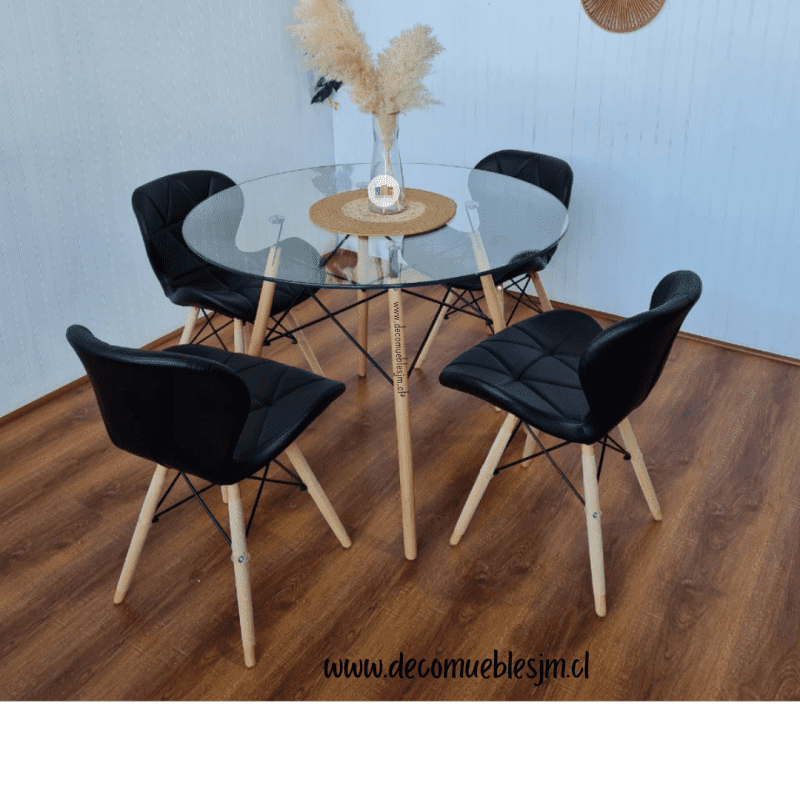 Comedor Mariposa Eames con Mesa de Vidrio 80cm y 100cm - Imagen 5