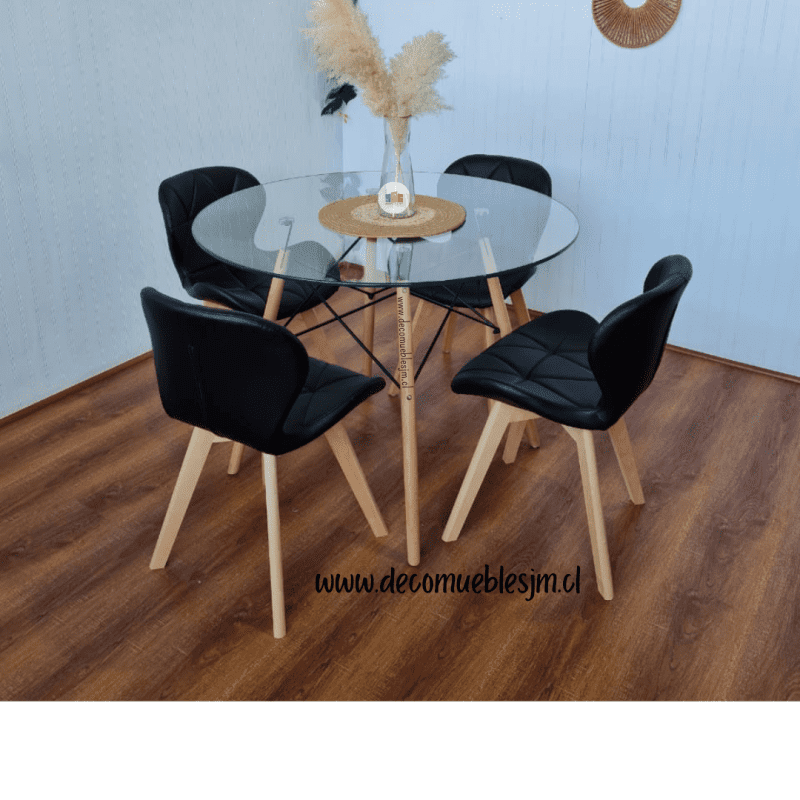 Comedor Mariposa Eames con Mesa de Vidrio 80cm y 100cm - Imagen 4