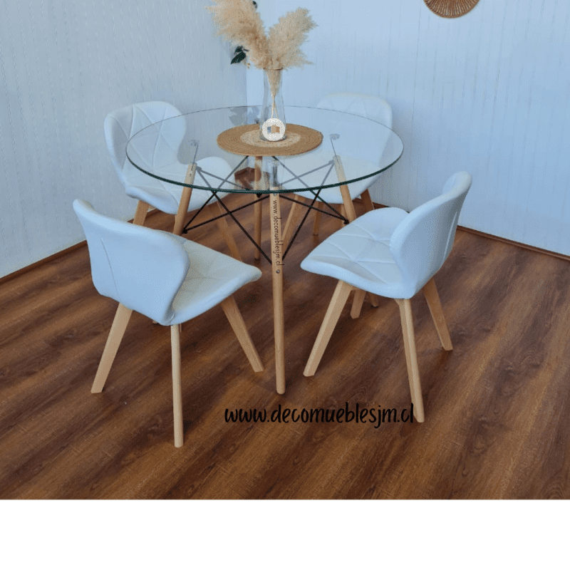 Comedor Mariposa Eames con Mesa de Vidrio 80cm y 100cm - Imagen 3