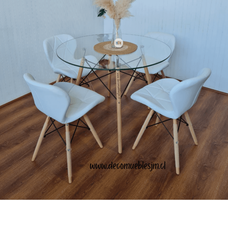 Comedor Mariposa Eames con Mesa de Vidrio 80cm y 100cm - Imagen 2