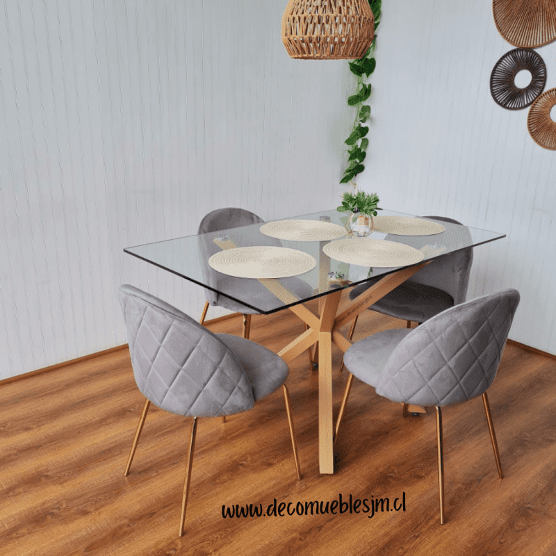 Comedor Venecia Velvet Gold - Imagen 2