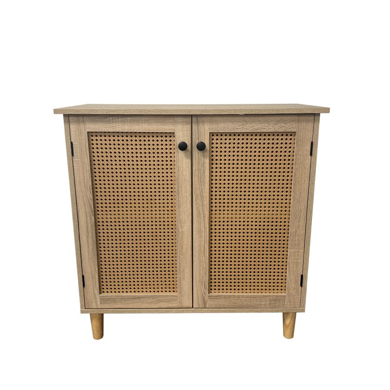 Cómoda 2 Puertas con Rattan - Madera Clara - Imagen 3