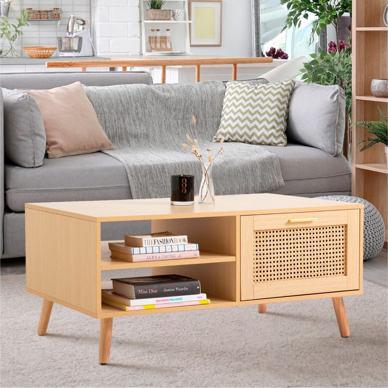 Mesa de Centro con rattan y madera - Imagen 4