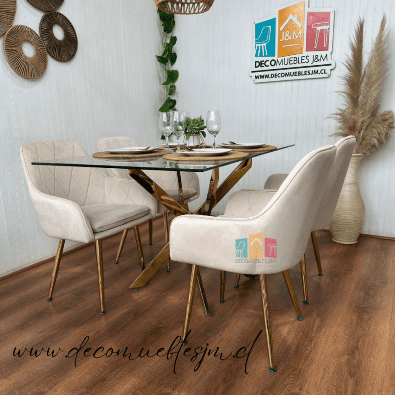 Comedor Dubai diamante velvet gold