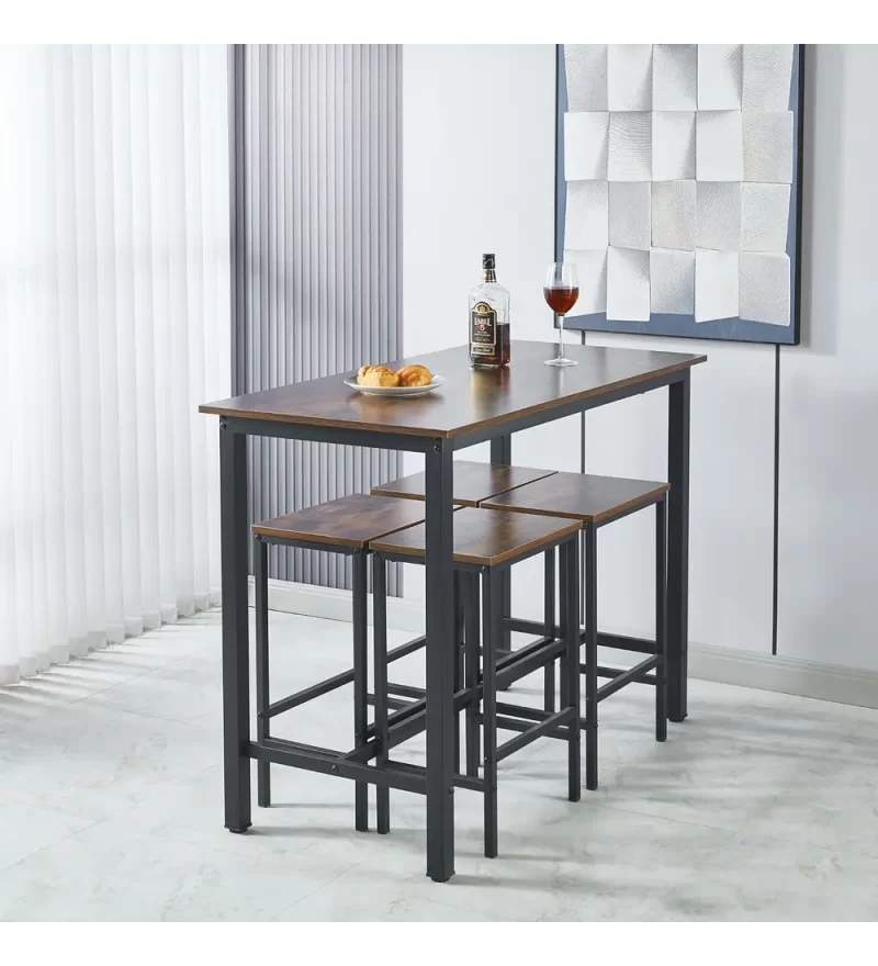 Set de comedor para cocina con pisos taburetes madera industrial - Imagen 3