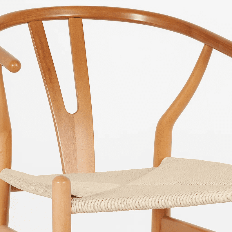 Taburete Wishbone Madera y Hilo de Cuerda - Natural - Imagen 3