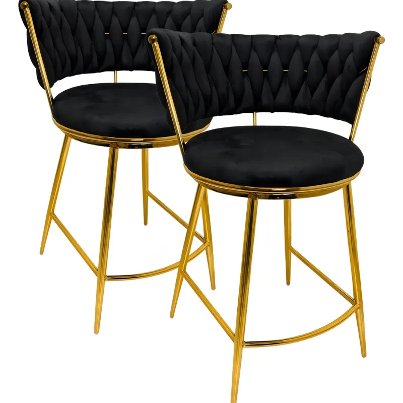 Pack duo Taburete Bar Queen Fijo velvet gold