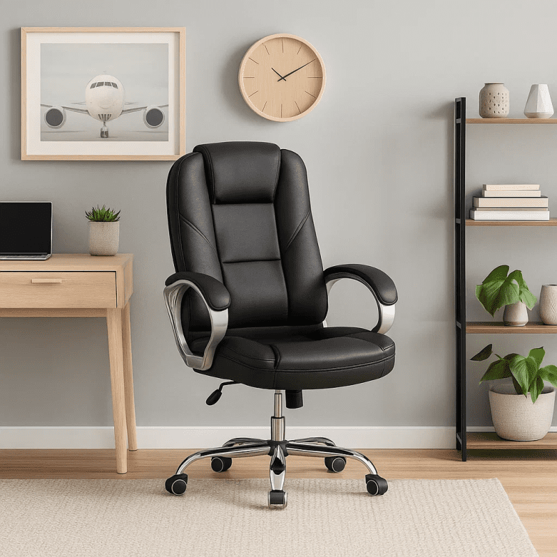 Silla de Oficina Ejecutiva Magnus Cuero Sintético - Negro